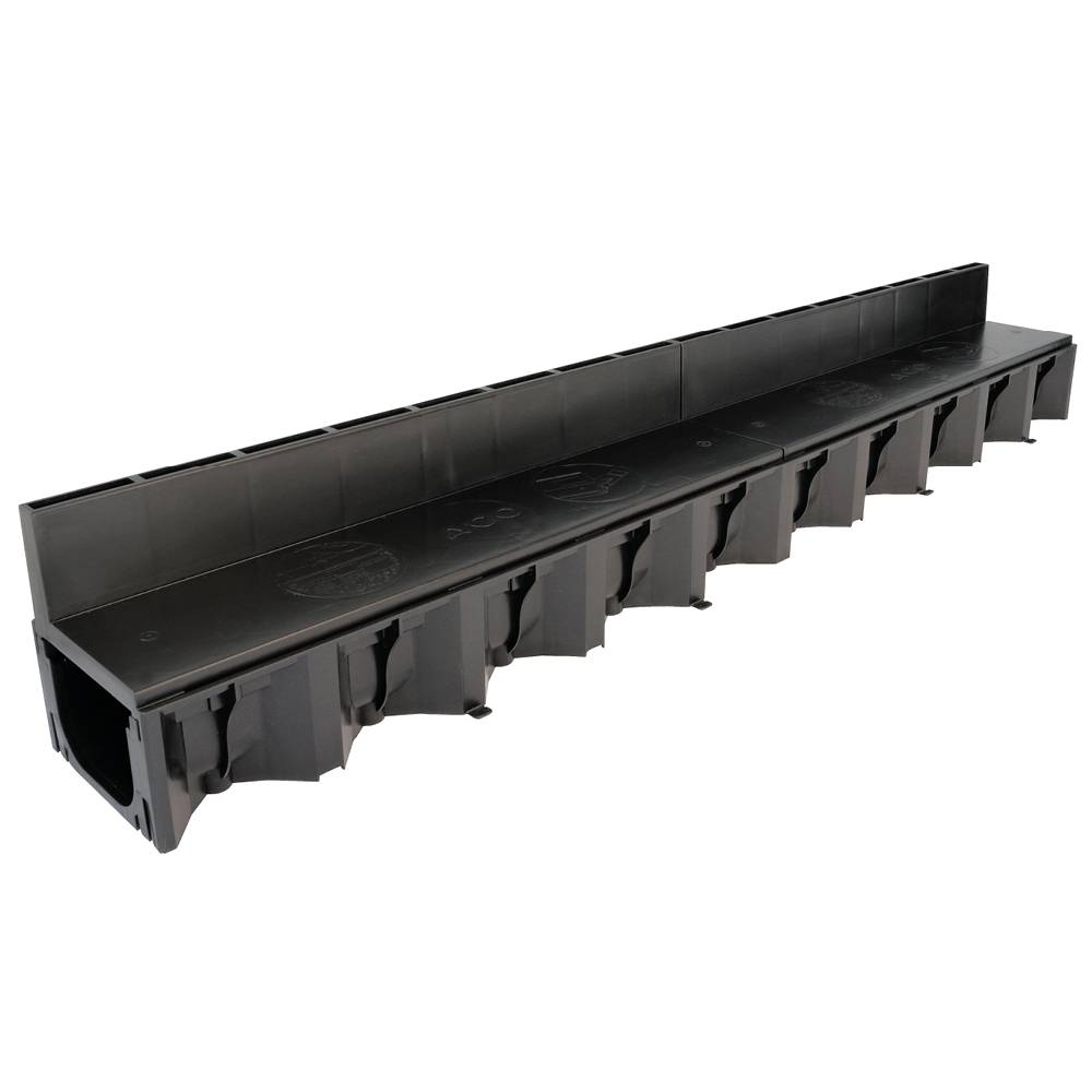 Aco 1000mm Hexdrain Brickslot Channel With Black Plastic Slotted Cover