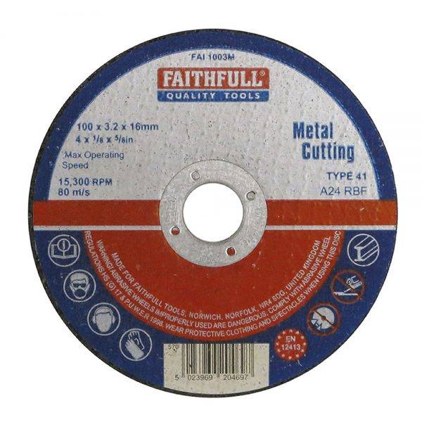 Faithfull 100 x 3.2 x 16mm Flat Metal Cutting Disc