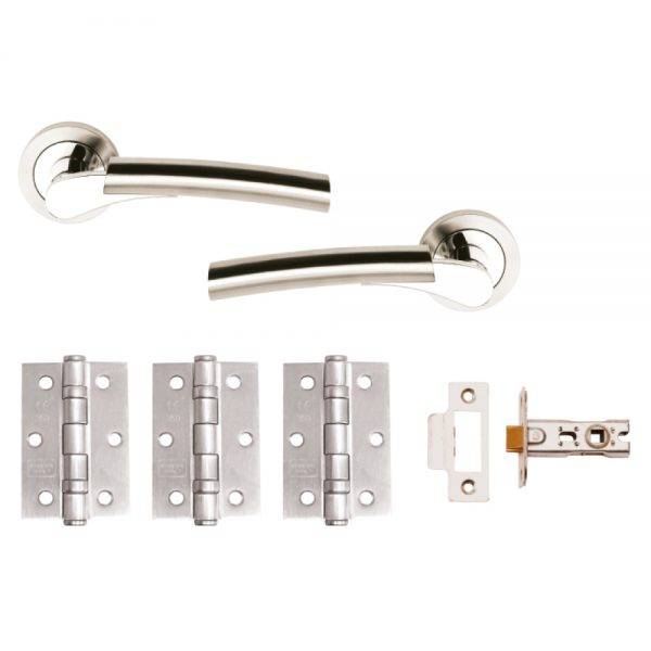 Dale Ultimo Int Box Pack (63mm Latch & 3" Butts) Satin Nickel/Pol Chr