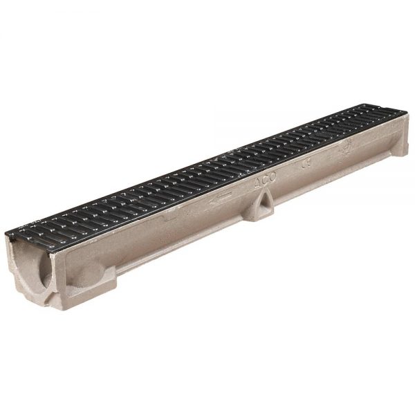 Aco 1000mm Raindrain Channel with Cast Iron Grating B125