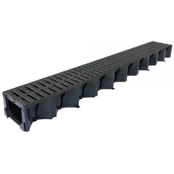 Aco 1000mm Hexdrain Channel with Black Plastic Grating